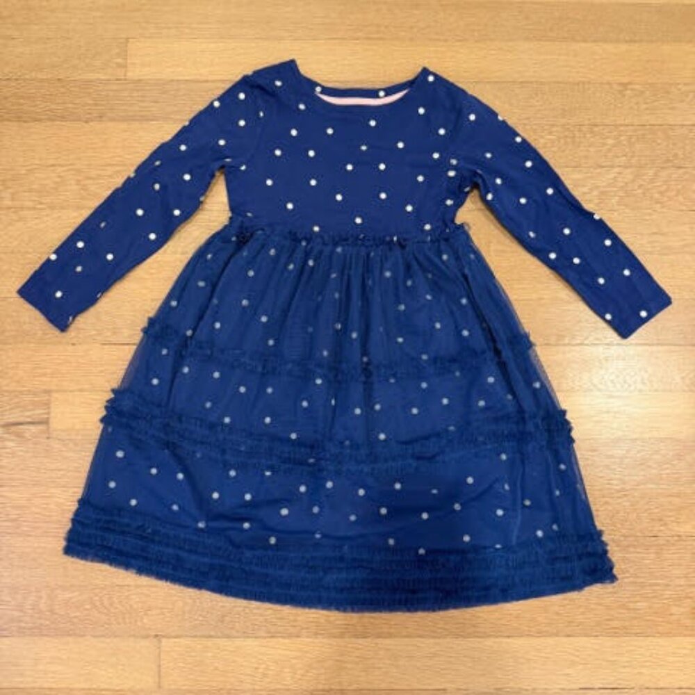 Mini Boden Blue Polka-Dot Dress (Kids Size 6-7)